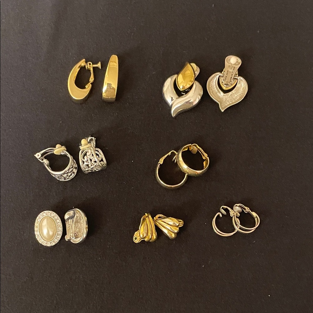 Elegant Gold and Silver Clip On Earring Set